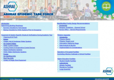 Screen shot of ASHRAE epidemic task force presentation