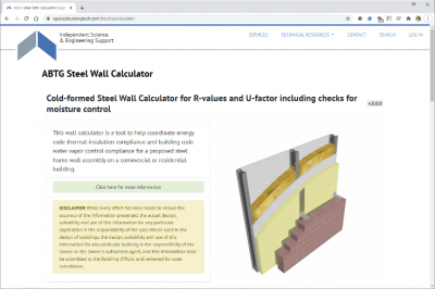 Screen shot of ABTG steel wall calculator