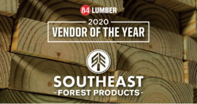 84 lumber graphic announcing Southeast Forest Products as their vendor of the year