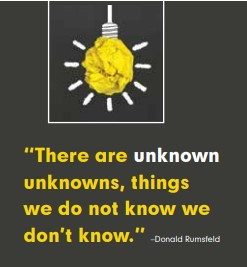 Quote there are unknown unknowns, things we do not know we don't know by Donald Rumsfeld