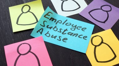 Post-its of people with middle post-it reading Employee Substance Abuse