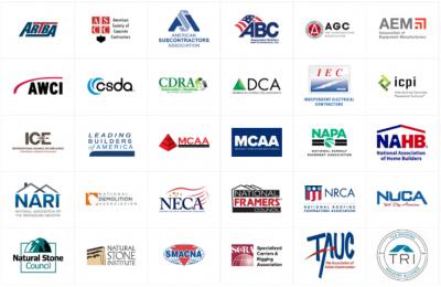 Logos for each member of the construction industry safety coalition