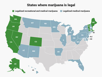 Map of States where marijuana is legal