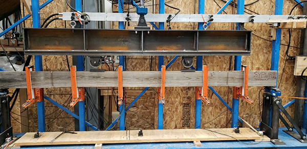 A joist in the process of being tested
