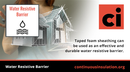 Taped foam sheathing can be used as an effective and durable water resistive barrier