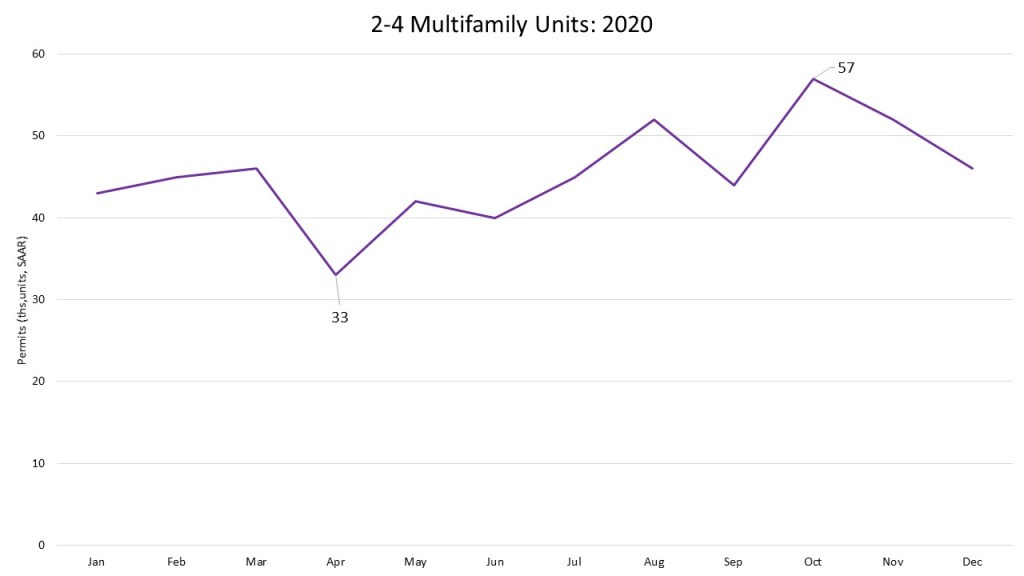 Graph of 2-4 multi family units in 2020